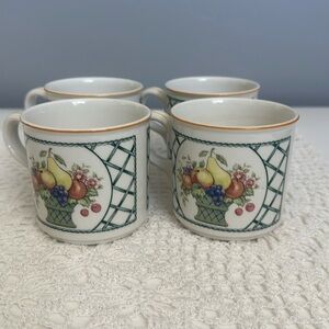 VIlleroy and Boch Basket 1748 Made in Germany Vitro Porcelain Set 4 Mugs